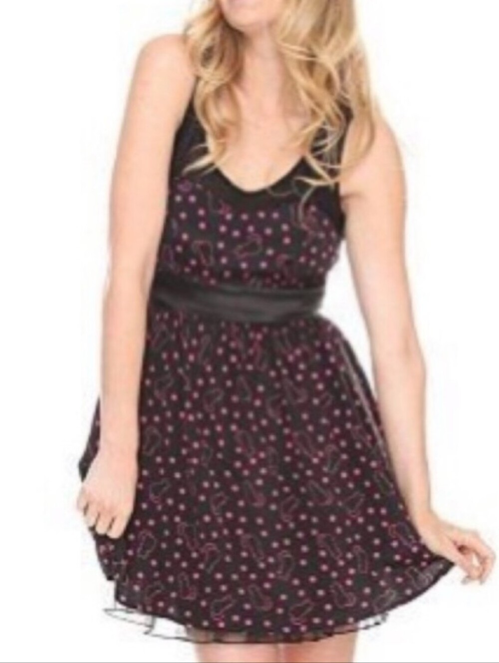 Hot Topic Polka Dot & Kitty Mini Skater Dress